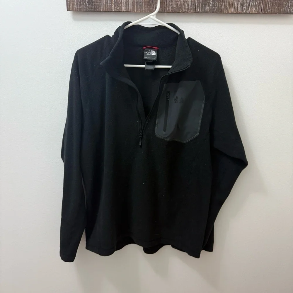 The North Face 1/4 Zip Fleece Pullover Jacket Men Size M Medium Black Sweatshirt